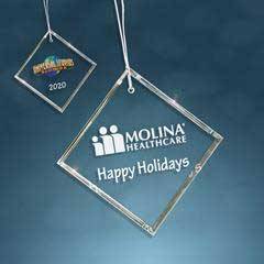 Crystal Beveled Square Christmas Ornament