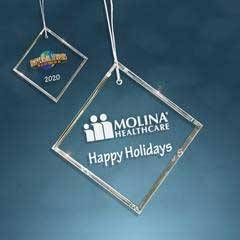 Clear Glass Beveled Square Ornament