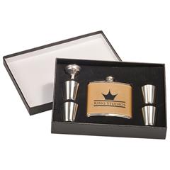 Leatherette Flask Gift Set