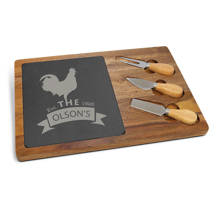 Acacia Wood/Slate Cheese Set