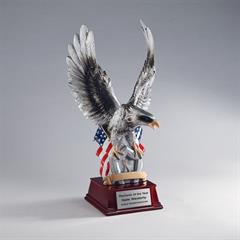 Antique Silver Resin Cast Eagle with American Flag