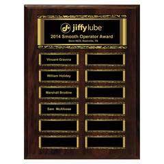 Walnut Finish 12-Plt Magnetic Scroll Border Plaque with Easy Perpetual Plt Release Program