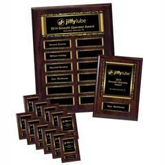 Walnut Finish 12-Plt Scroll Border Plaque with Easy Perpetual Plate Release Program and 12 Individual 5" x 7" Companion Plaques