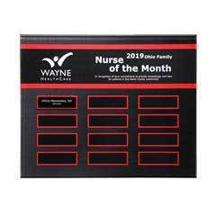 Crimson Border Beveled Lucite 12-Plt Plaque with Easy Perpetual Plate Release Program, Red
