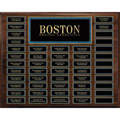 Genuine Walnut 48-Plate Pearl or Blue Border Plaque with Easy Perpetual Plate Release Program