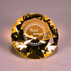 Full-Cut Glass Gemstone (Includes Silver Color-Fill) Amber