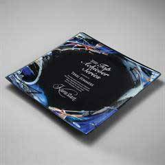Abstract Glass Lasered Tray for Lying Flat - Medium, Blue