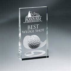 Optic Crystal Wedge with Golf Ball and Etched Club Design
