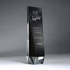 Slant Front black and Clear Crystal Obelisk