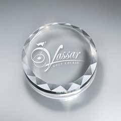 Faceted Optic Crystal Round Paperweight