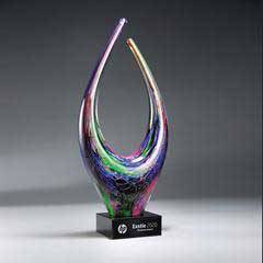 Bold Artistic Glass on Black Glass Base with Black Lasered Plate