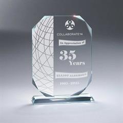 Beveled Crystal Octagonal Plaque on Base