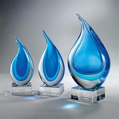 Light & Dark Blue Art Glass on Clear Base