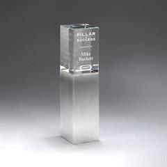 Pillar of Strength Crystal Column on Finely Brushed Aluminum Metal Base Small