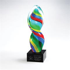 Twisted Rainbow Swirl Glass on a Black Base