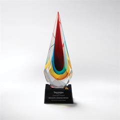 Faceted Rainbow Drop on a Black Base