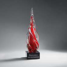 Twisted Horn Red Art Glass