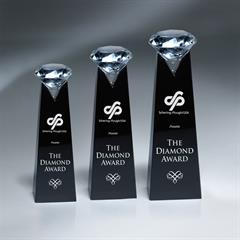 Black Crystal Tower with Clear Diamond (Includes Silver Color-Fill on Tower)