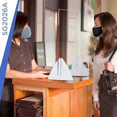 Small Clear Panel Safety Barrier with Designer White Triangle Legs