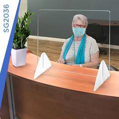 1/4" Clear Acrylic Horizontal Sneeze Guard with Triangle Legs