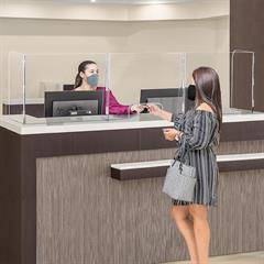 3 Panel Interlocking Counter Barrier Partition With One Opening