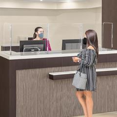 3 Panel Interlocking Counter Barrier Partition With Two Openings