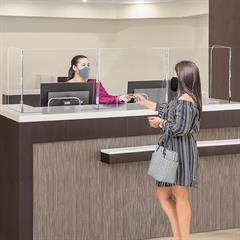 3 Panel Interlocking Counter Barrier Partition With Three Openings