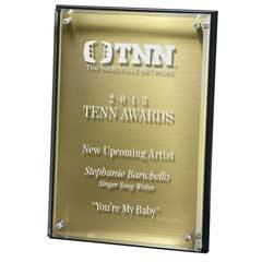 Hi-Tech Lucite Riser Plaque with Wood Backing and Plate, Gold
