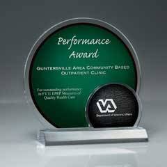 Arched Brilliance Lucite Award on Clear Base (Includes Laser in 2 Locations), Green
