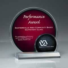 Arched Brilliance Lucite Award on Clear Base (Includes Laser in 2 Locations), Red