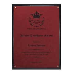 Classic Leatherette on Black Plaque - Large, Red Rose