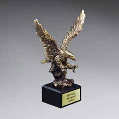 Gold Antique Finish Resin Cast Eagle Landing - Small