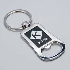 Silver and Black Lasered Bottle Opener Keychain