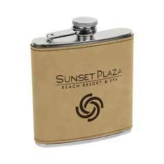 Leatherette Flask, Light Brown