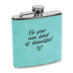 Leatherette Flask, Teal