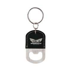 Leatherette Bottle Opener Keychain, Black