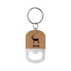 Leatherette Bottle Opener Keychain, Light Brown