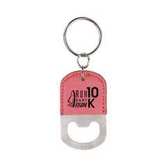 Leatherette Bottle Opener Keychain, Pink