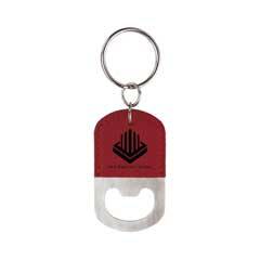 Leatherette Bottle Opener Keychain, Rose Red