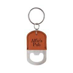 Leatherette Bottle Opener Keychain, Rawhide