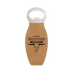 Leatherette Bottle Opener, Light Brown