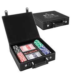 Leatherette Poker Set, Black