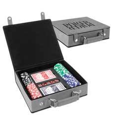 Leatherette Poker Set, Grey