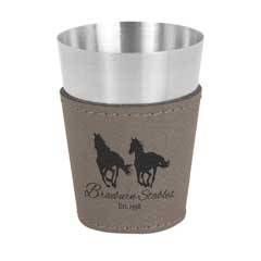 Leatherette on Steel Shot Glass, Gray