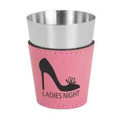 Leatherette on Steel Shot Glass, Pink