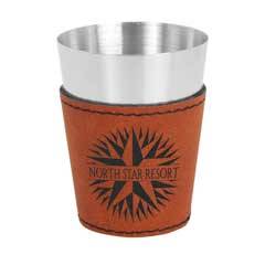 Leatherette on Steel Shot Glass, Rawhide