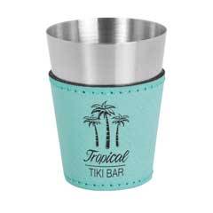 Leatherette on Steel Shot Glass, Teal