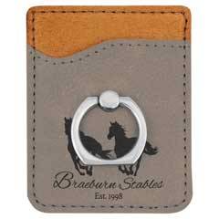 Leatherette Phone Wallet With Ring, Gray