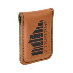 Leatherette Money Clip, Rawhide Brown