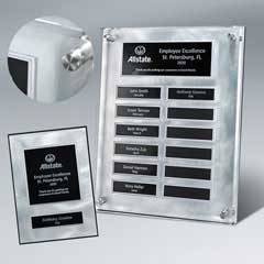 Raised Lucite Silver Swirl 12-Plt Plaque  with Easy Perpetual Plate Release Program and 12 Individual 5" x 7" Companion Plaques